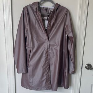 Rains Matte Mauve Hooded Raincoat - Women's